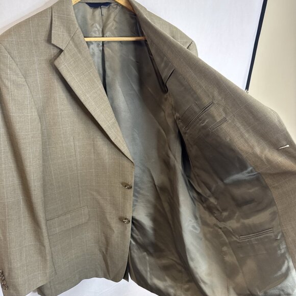 Burberry London Men’s 44R Blazer Sport Coat 100% Wool‎ Windowpane Taupe Gray - Picture 4 of 8